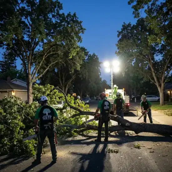 Emergency night tree removal in La Jolla after a storm